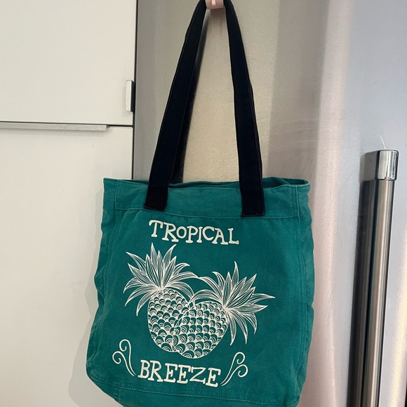 Unbranded Handbags - Pineapple 🍍 Canvas Tote Bag Beach Picnic Tropical Breeze Turquoise Blue Green S